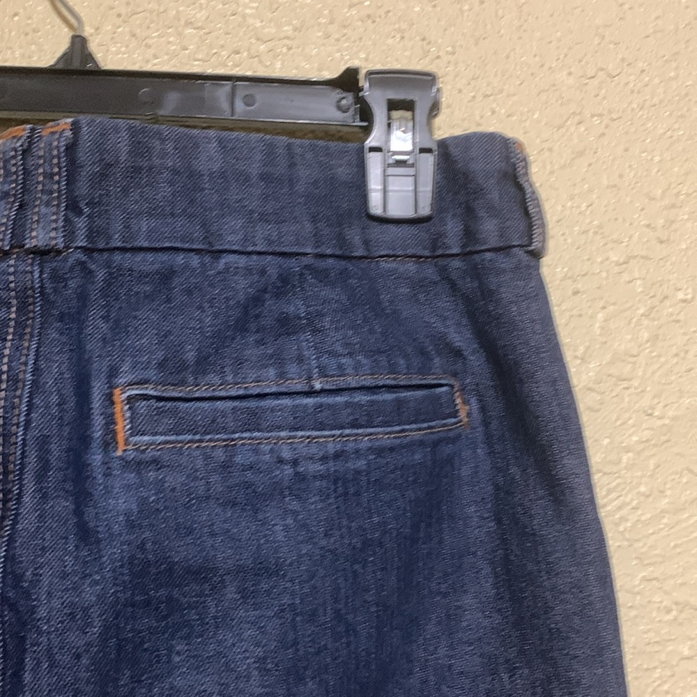 Old Navy Jean Skirt 6 Midi Blue Front Zipper w/Buttons Cotton Spandex Pockets - Picture 9 of 13